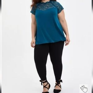 Torrid Teal Lace Yoke Top